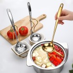 Spoon Set Supplier - Golden Hot Pot Soup Ladle and Colander with Stand
