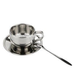 Coffee Cup Set Factory - Stainless Steel Double Wall Cup and Saucer