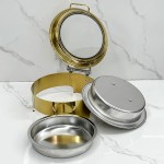 Chafing Dish Supplier - 6L Golden Round Stainless Steel Food Warmer