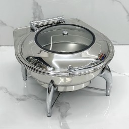 Food Warmer Factory - Silver Round Roll Tray Buffet Stove for Wedding