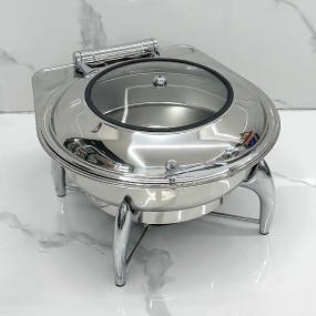 Food Warmer Factory - Silver Round Roll Tray Buffet Stove for Wedding