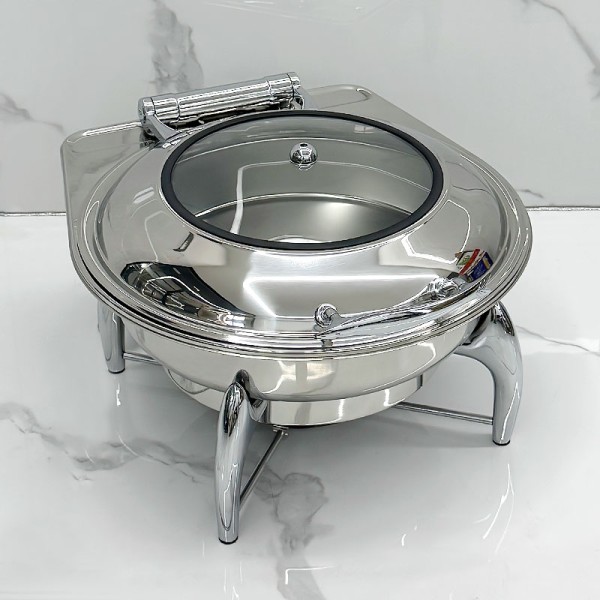 Food Warmer Factory - Silver Round Roll Tray Buffet Stove for Wedding