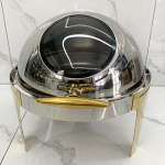 Chafing Dish Manufacturer - 6L Gold Roll Top Round Buffet Food Warmer