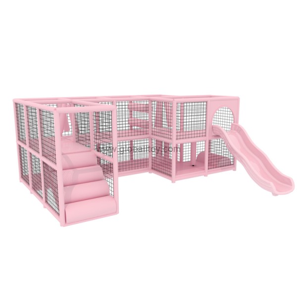 Indoor Playground Manufacturer - Custom Pink Kids Play Area with Slide