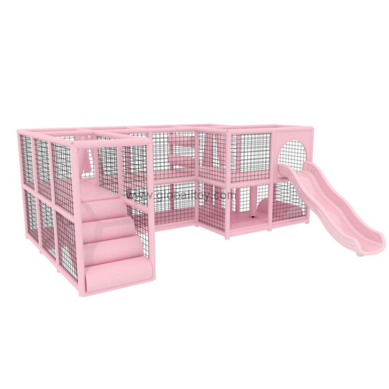 Indoor Playground Manufacturer - Custom Pink Kids Play Area with Slide