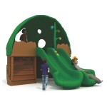 Playground Equipment Supplier - Tree Model Plastic Playhouse with Slide