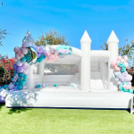 Bounce House Factory - Custom White Pink Balloon Jumper Castle