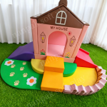 Playground Equipment Manufacturer - Farmyard House Slide Crawl Ball Pit