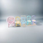 Rattan Chair Factory - Blue Pink Wicker Rattan Dining Bow Chairs