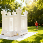 Bounce House Factory - White Inflatable Castle with Mini Slide