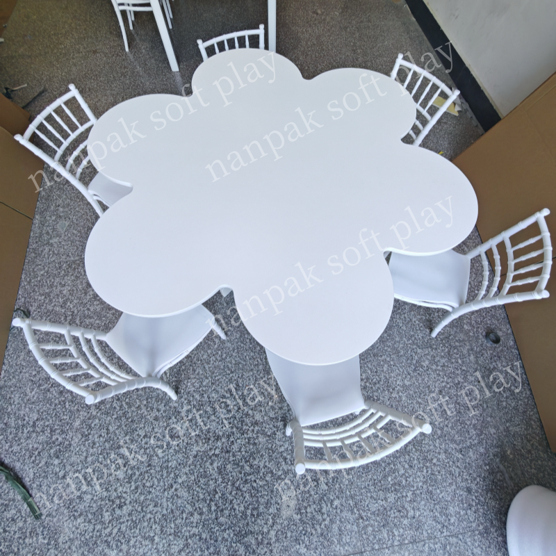 Wood Table Factory - White Plum Blossom Shape Kindergarten Table
