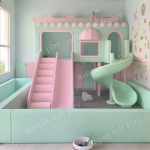 Play House Manufacturer - Pink Castle with Rotating Slide Soft Play