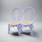 Rattan Chair Factory - Blue Pink Wicker Rattan Dining Bow Chairs