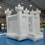 Bounce House Factory - White Inflatable Castle with Mini Slide