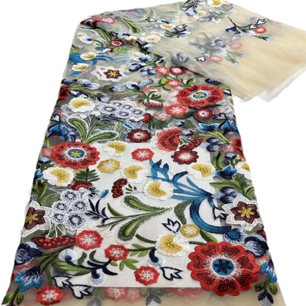 Embroidered Lace Fabric Supplier - Polyester 3D Flower Bridal Lace