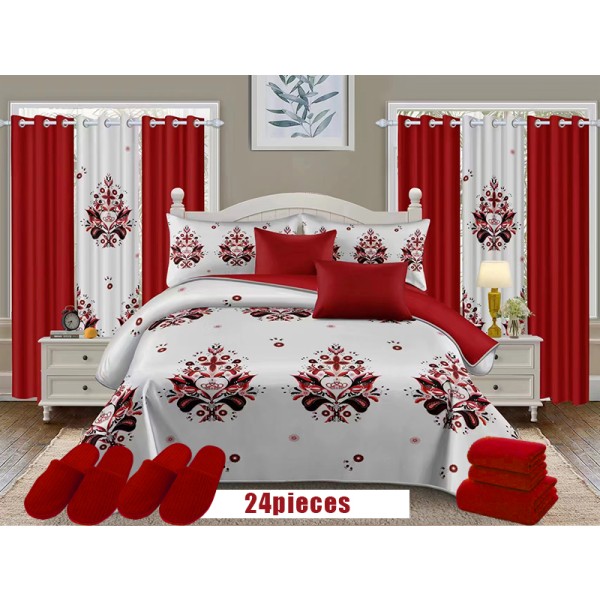 Curtain Bedding Set Supplier - Wholesale 24 Pieces Queen Size