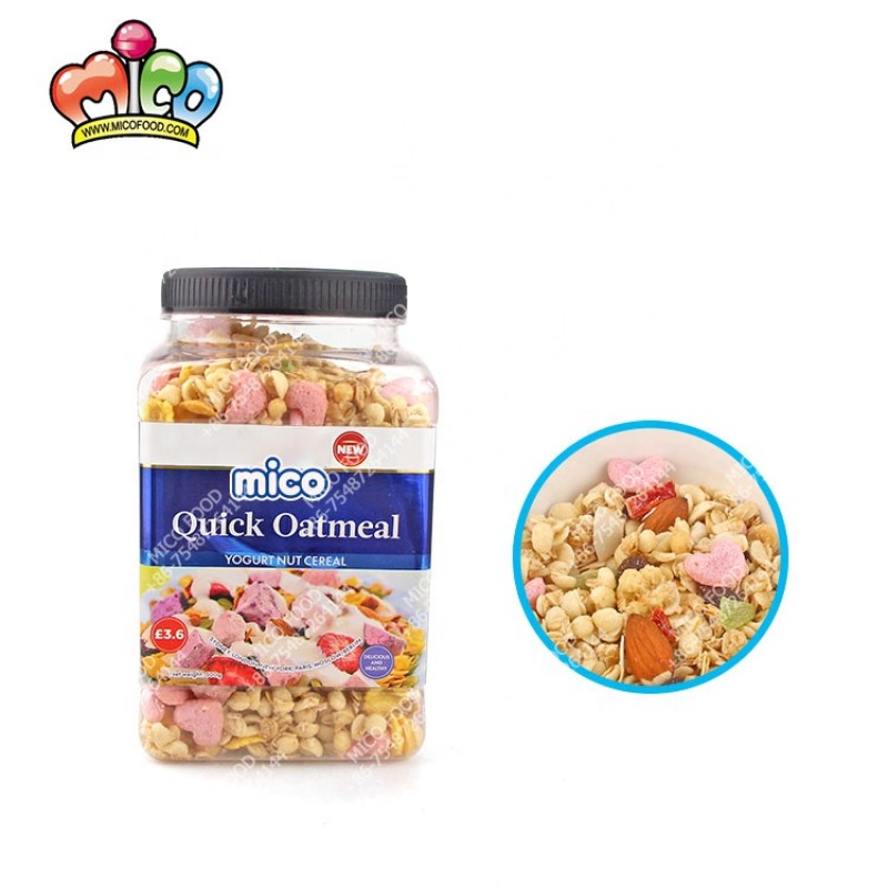 Breakfast Dried Nutritional Fruit & Crisp Instant Nut Baked Snake Oatmeal with Yogurt