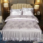 Duvet Cover Supplier - Wholesale 4in1 White Jacquard Satin