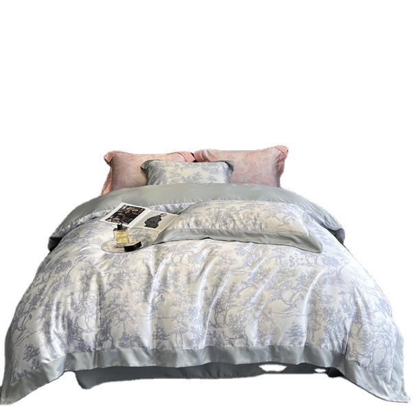 Satin Set Supplier - Floral Printing Queen Size 4pcs