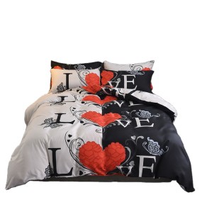 Comforter Set Factory - 3D Heart Flower Printed 4pcs