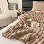 Faux Fur Blanket Supplier - Stripe Dye Rabbit Minky
