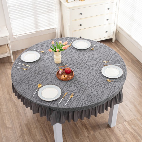 Tablecloth Supplier - Woven Velvet Solid Gray Jacquard