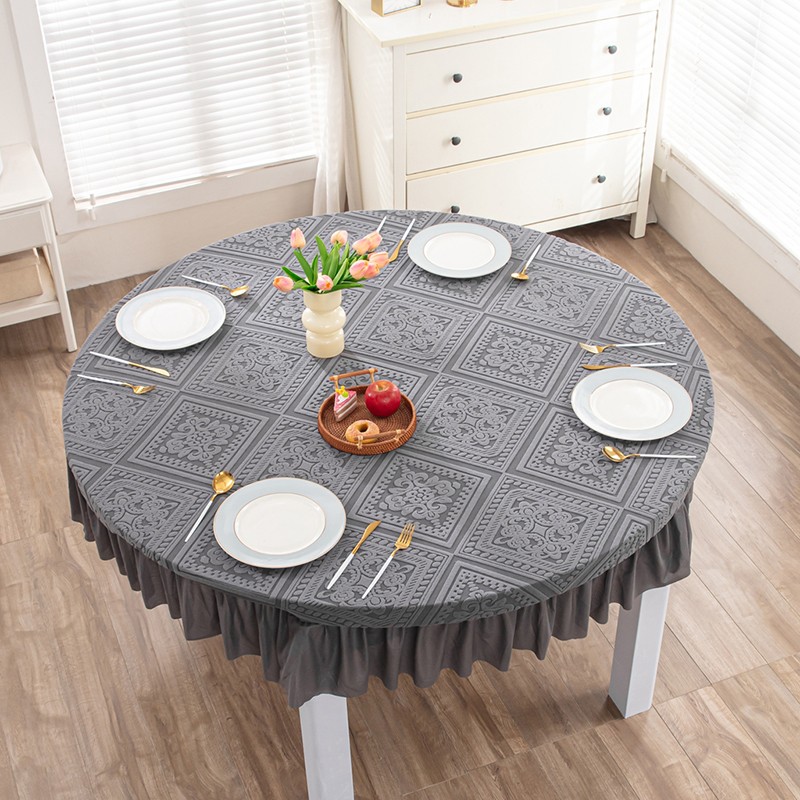 Tablecloth Supplier - Woven Velvet Solid Gray Jacquard