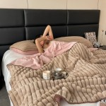 Faux Fur Blanket Supplier - Stripe Dye Rabbit Minky