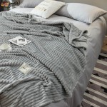 Throw Blanket Factory - Modern Solid Color Striped Plush