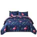 Bedspread Supplier - Flamingo Printed Microfiber Reversible