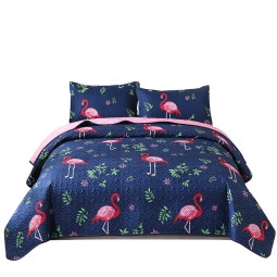 Bedspread Supplier - Flamingo Printed Microfiber Reversible