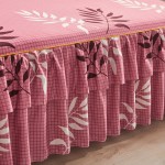 Bed Skirt Manufacturer - Polyester Printed Pink Leaves