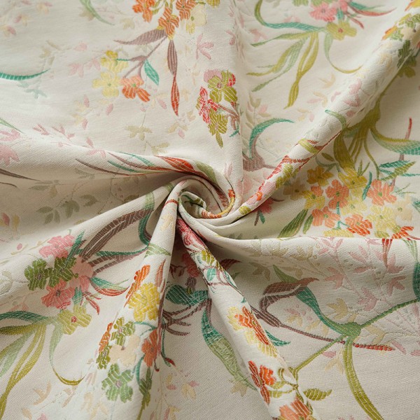 Floral Jacquard Fabric Supplier - Small Soft Woven Bouquet