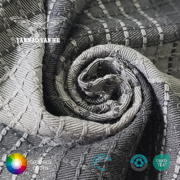 Polyester Cotton Fabric Factory - 210GSM Grey Twill Plaid