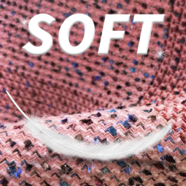 Tweed Fabric Manufacturer - Polyester Wool Blend Pink