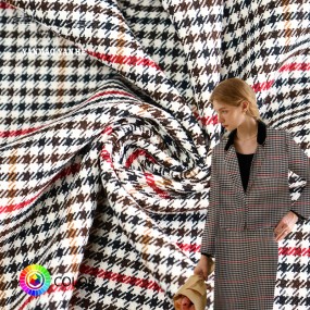 Recycling Fabric Manufacturer - 215GSM HoundStooth TR