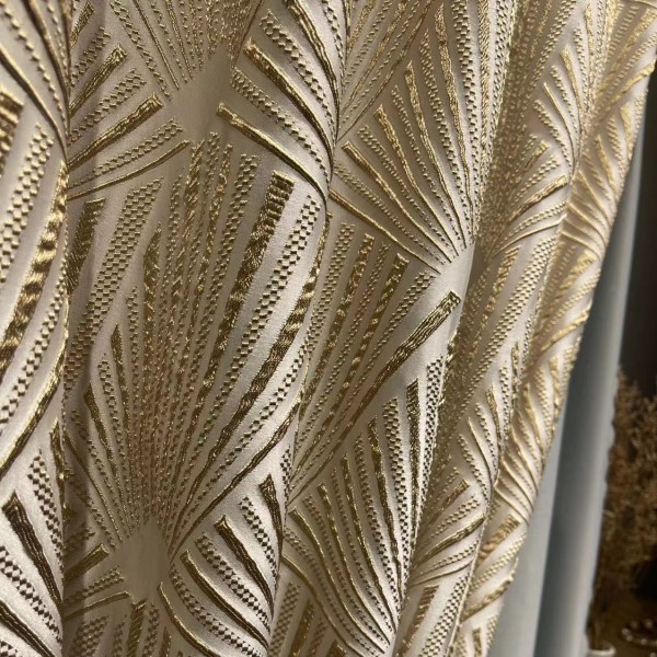 Gold Jacquard Curtain Manufacturer - High-End Fan-Shaped Relief