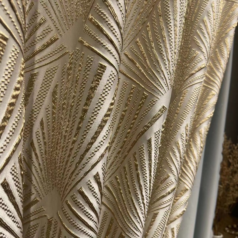 Gold Jacquard Curtain Manufacturer - High-End Fan-Shaped Relief
