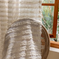 Transparent Curtain Manufacturer - Modern Simple Jacquard Beige