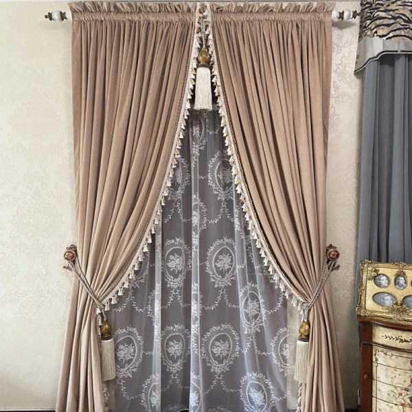 Rod Pocket Curtain Supplier - American French Retro Customizable