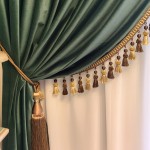 Velvet Curtains Factory - Dark Green Retro Tassel Edge