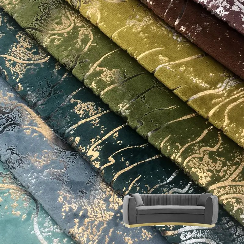 Printed Velvet Supplier - Factory Direct Knitted Gold Print