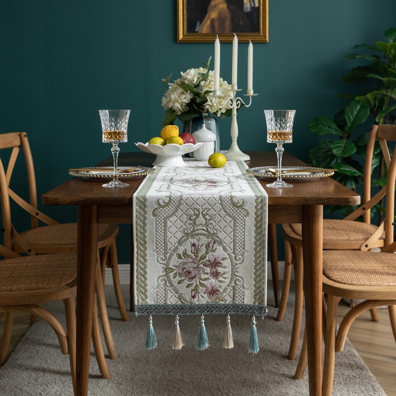 Cotton Linen Table Runner Manufacturer - Striped Stitching Tassel