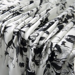 Silk Fabric Factory - Small Floral Black Summer