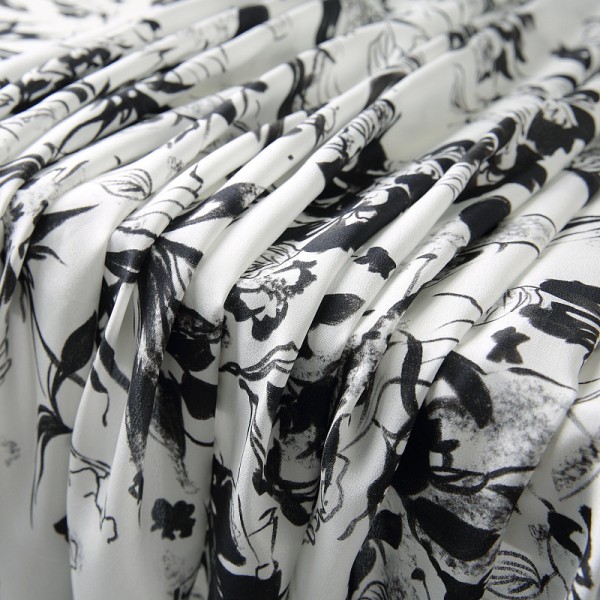Silk Fabric Factory - Small Floral Black Summer