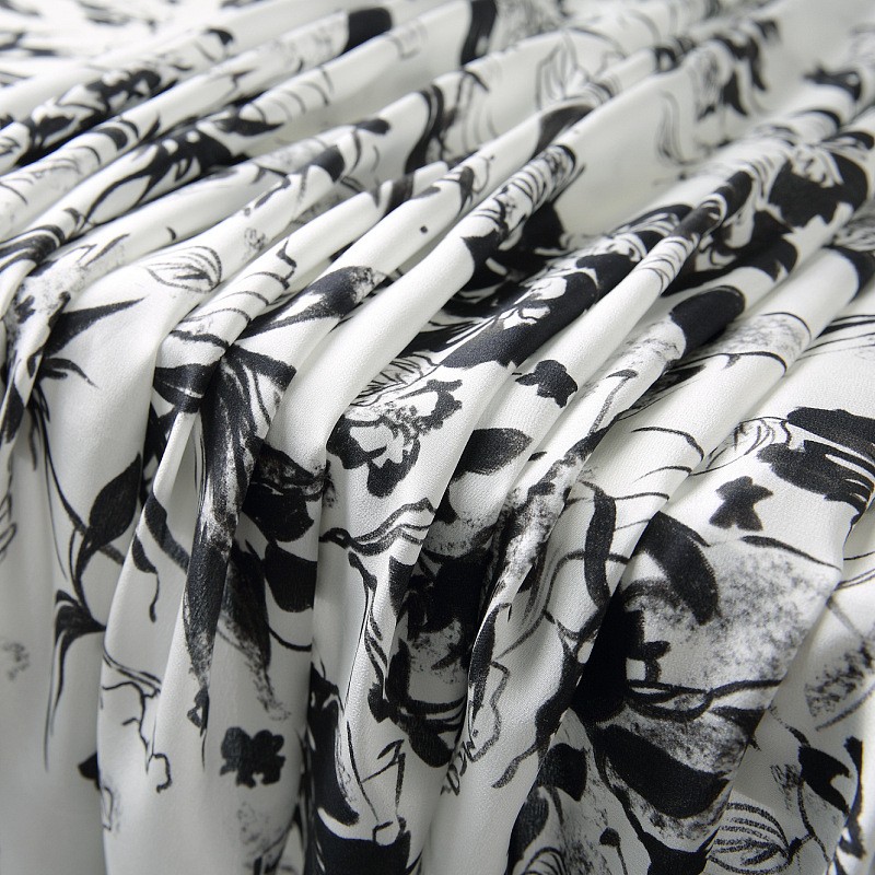Silk Fabric Factory - Small Floral Black Summer