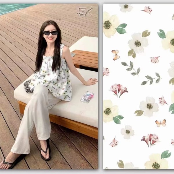 Cotton Flower Print Supplier - 100% Digital Plant Fabric