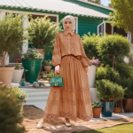 Muslim Dress Factory - Two-Piece Set Lace Applique