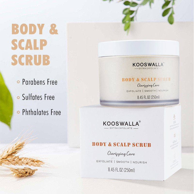 Private Label Kooswalla Organic Moisturizing Body and Scalp Exfoliating Scrub