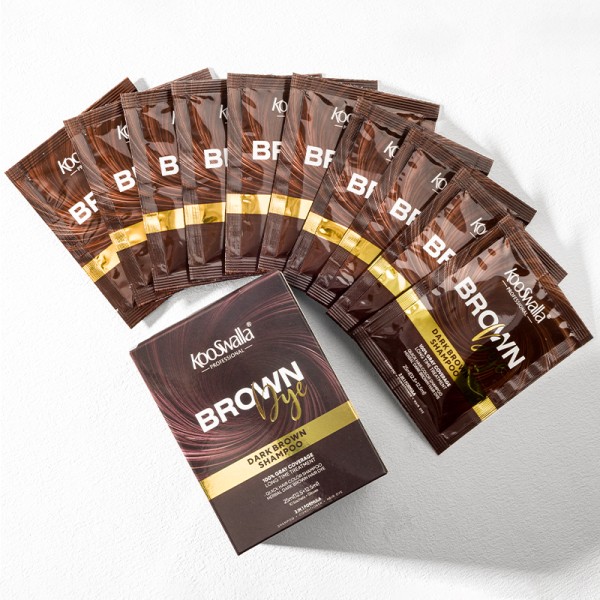 OEM Wholesale KooSwalla Herbal Natural Cream Hair Dye Permanent Dark Brown Sachet Black Hair Color Shampoo for Women and Men